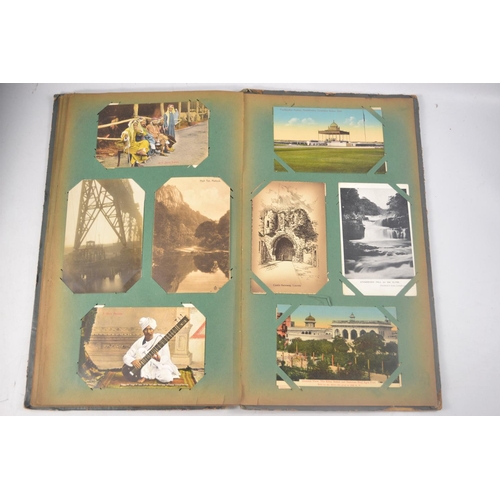 211 - Circa 1920's postcard album with mainly Indian scenes. Approx 33 pages of postcards