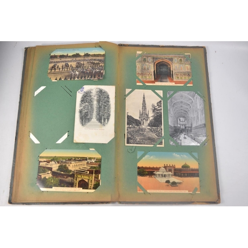 211 - Circa 1920's postcard album with mainly Indian scenes. Approx 33 pages of postcards