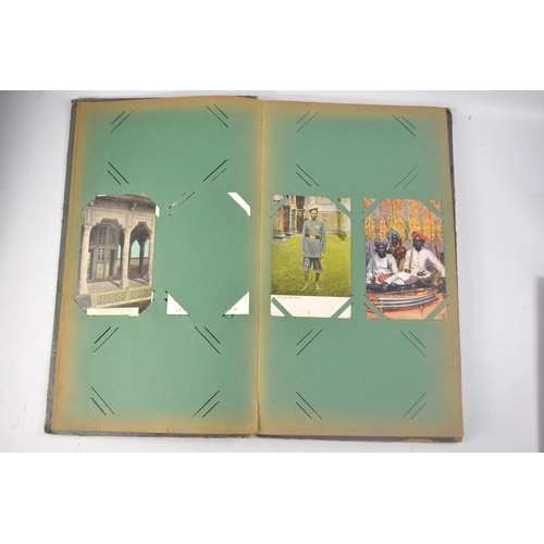 211 - Circa 1920's postcard album with mainly Indian scenes. Approx 33 pages of postcards