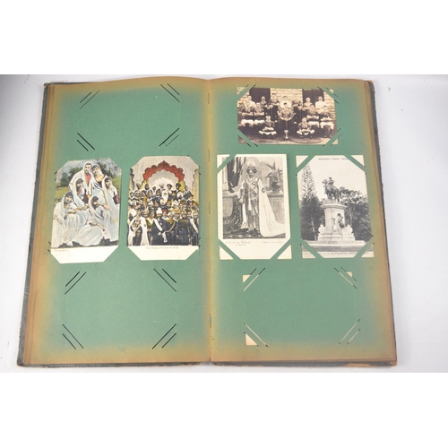 211 - Circa 1920's postcard album with mainly Indian scenes. Approx 33 pages of postcards