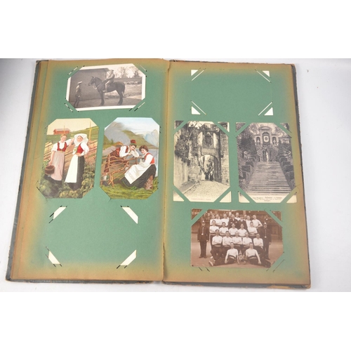 211 - Circa 1920's postcard album with mainly Indian scenes. Approx 33 pages of postcards