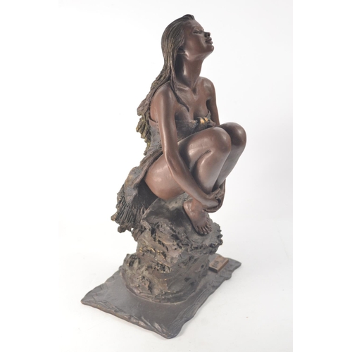 22 - VIDAL bronzed figure of a female, makers stamp and authenticity certificate [38cm high]