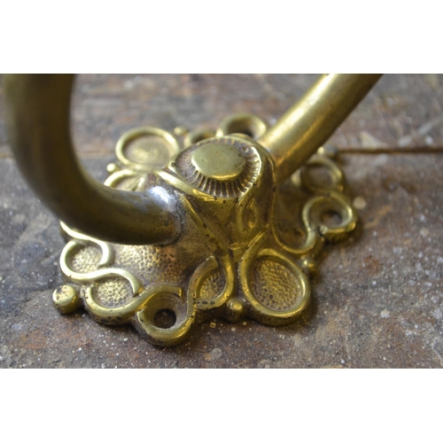 224 - Pair of brass and ceramic coat hooks - fabulous examples. 20cm in length