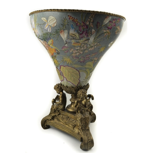 233 - Maitland- Smith closonier style table centre piece with all over tropical and bird design, raised on... 