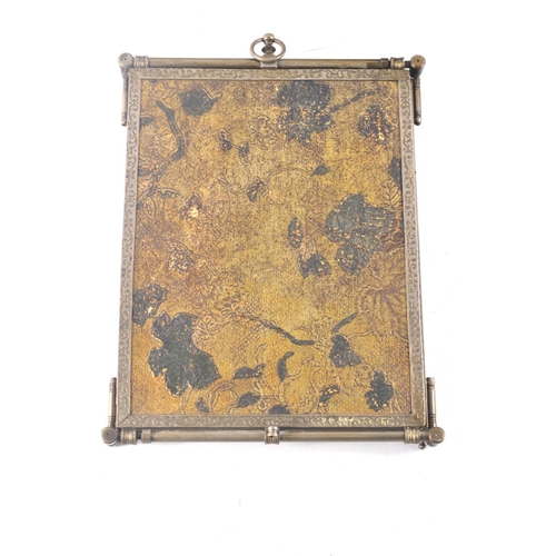 246 - Tri-fold Victorian silk panel mirror with extending sides