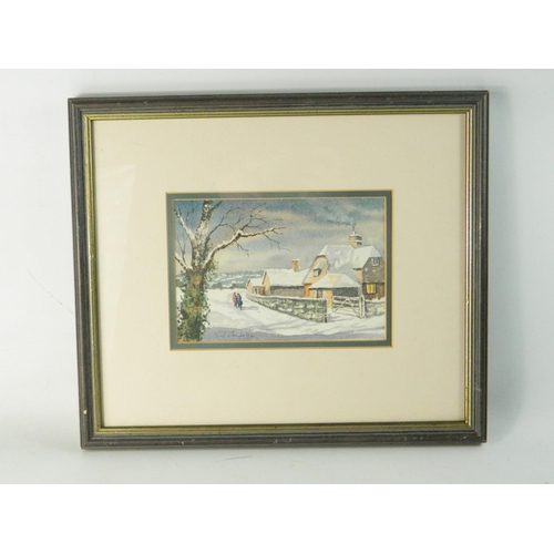 317 - BOB ERENDS framed watercolour of winter scene 37cm by 22cm