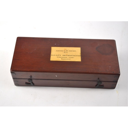 36 - Vintage Saccharometer by P. Stevenson of Edinburgh, in mahogany case [W:22cm approx]