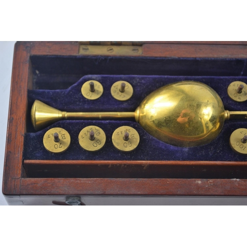 36 - Vintage Saccharometer by P. Stevenson of Edinburgh, in mahogany case [W:22cm approx]