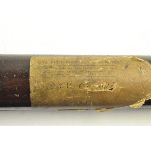 42 - Leather bound telescope by W.Ottway and Co Ltd, Ealing, London, 1940, No. 1877, in fitted wooden cas... 