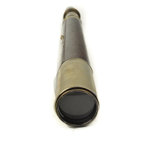 42 - Leather bound telescope by W.Ottway and Co Ltd, Ealing, London, 1940, No. 1877, in fitted wooden cas... 