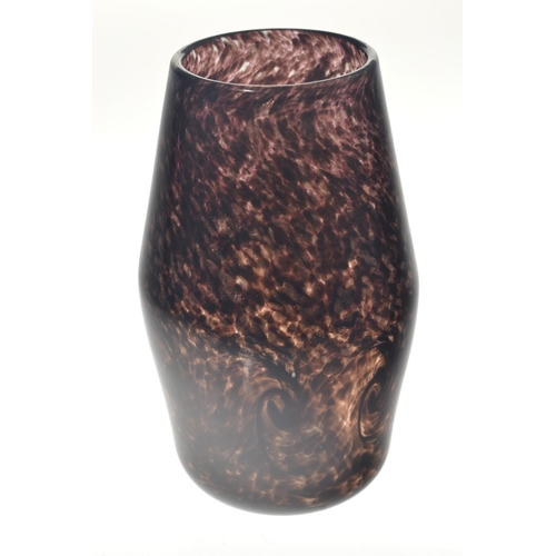 49 - MONART glass vase with aubergine base and all over flecked design [H:20cm approx]