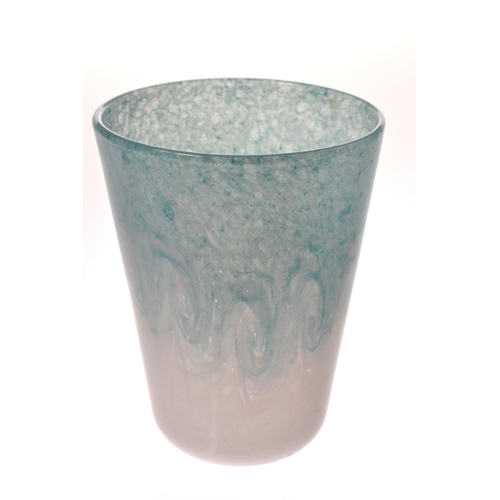 50 - VASART glass vase with torquoise swirlling design. etched 'Vasart' to base [H:20cm approx]