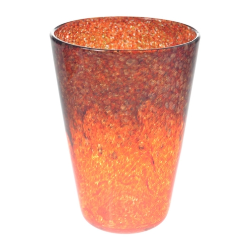 51 - MONART glass vase with red flecked and swirl design [H:20cm approx]