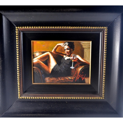 54B - FABIAN PEREZ ORIGINAL oil on canvas 'RED ON YELLOW III' signed bottom right hand corner, measuring 1... 