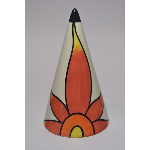 72 - Lorna Bailey Pottery sugar sifter of conical form having handprinted  flower head design, approx 13.... 