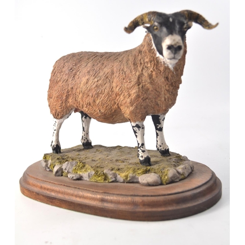 93 - Park Gate Farm Castle sculpture 'Scottish black face ewe' model on wooden base