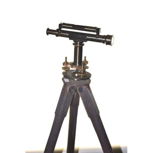 95 - Vintage surveyors level by Lennie, Edinburgh in fitted mahogany box with stand