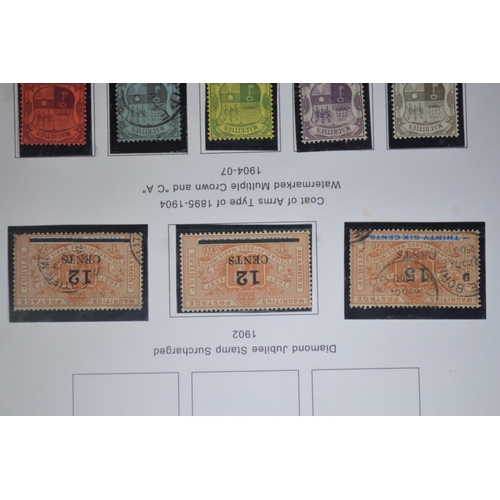 171D - RARE MAURITIUS COLLECTION OF STAMPS 10 PAGES OF TO INCLUDE COAT OF ARMS 1902, 1904-07, WATERMARK MUL... 