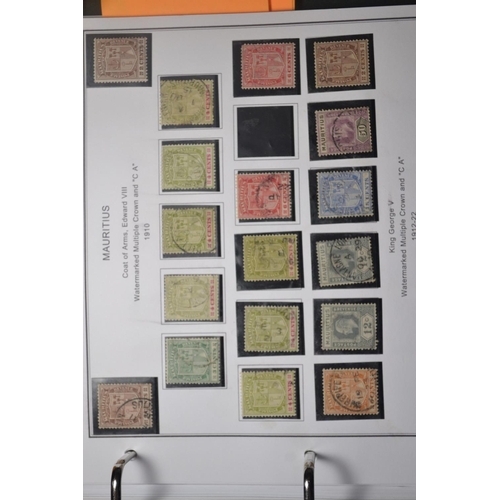 171D - RARE MAURITIUS COLLECTION OF STAMPS 10 PAGES OF TO INCLUDE COAT OF ARMS 1902, 1904-07, WATERMARK MUL... 