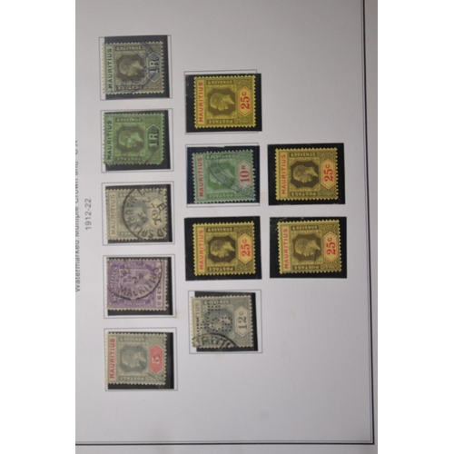 171D - RARE MAURITIUS COLLECTION OF STAMPS 10 PAGES OF TO INCLUDE COAT OF ARMS 1902, 1904-07, WATERMARK MUL... 