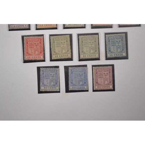 171D - RARE MAURITIUS COLLECTION OF STAMPS 10 PAGES OF TO INCLUDE COAT OF ARMS 1902, 1904-07, WATERMARK MUL... 