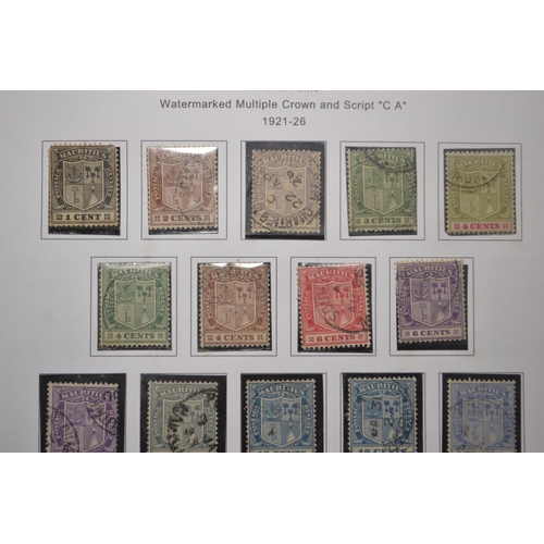 171D - RARE MAURITIUS COLLECTION OF STAMPS 10 PAGES OF TO INCLUDE COAT OF ARMS 1902, 1904-07, WATERMARK MUL... 