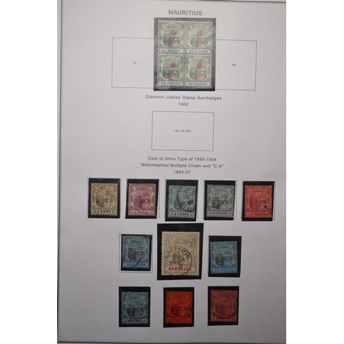 171D - RARE MAURITIUS COLLECTION OF STAMPS 10 PAGES OF TO INCLUDE COAT OF ARMS 1902, 1904-07, WATERMARK MUL... 