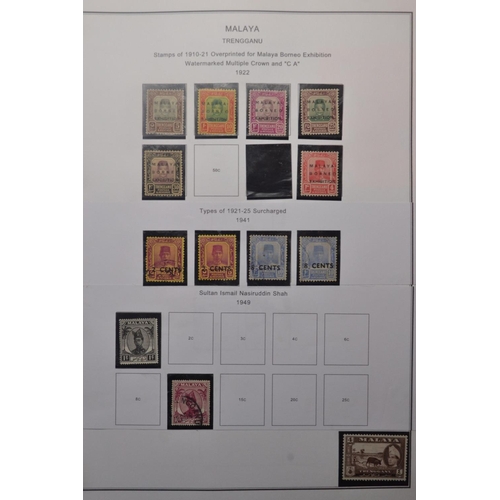 171E - COLLECTION OF MALAYA STAMPS 5 PAGES OF TRENGGANU Sultan Zenalabidin watermarked multiple crown 1910-... 