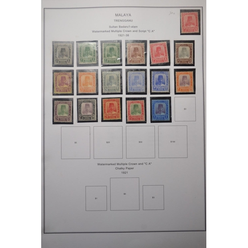 171E - COLLECTION OF MALAYA STAMPS 5 PAGES OF TRENGGANU Sultan Zenalabidin watermarked multiple crown 1910-... 