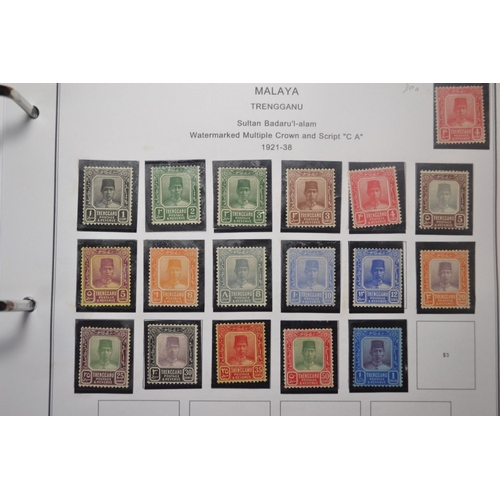 171E - COLLECTION OF MALAYA STAMPS 5 PAGES OF TRENGGANU Sultan Zenalabidin watermarked multiple crown 1910-... 