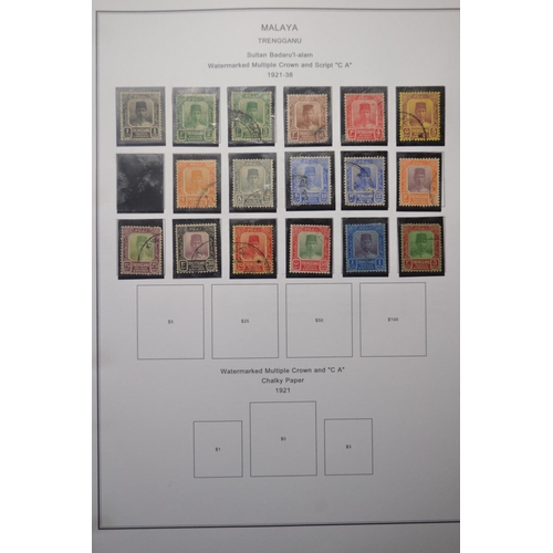 171E - COLLECTION OF MALAYA STAMPS 5 PAGES OF TRENGGANU Sultan Zenalabidin watermarked multiple crown 1910-... 