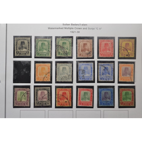 171E - COLLECTION OF MALAYA STAMPS 5 PAGES OF TRENGGANU Sultan Zenalabidin watermarked multiple crown 1910-... 