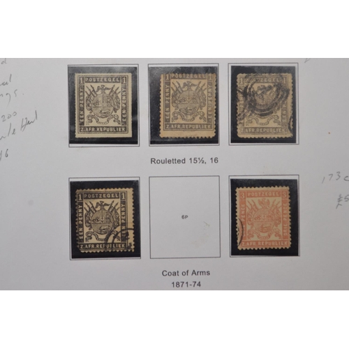 171G - COLLECTION OF TRANSVAAL stamps 4 pages of to include coat of arms fine impressions, thin paper imper... 