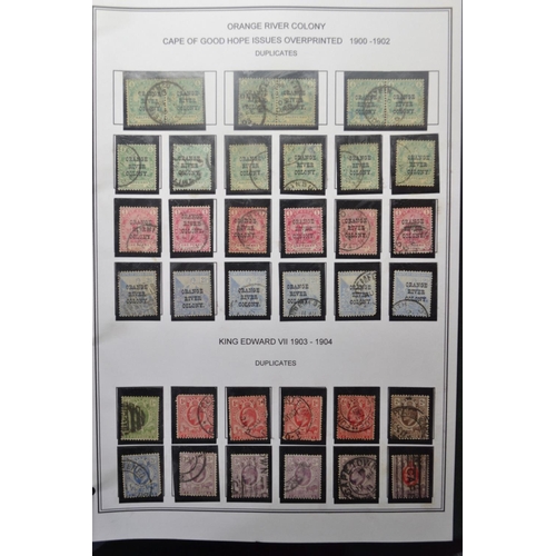 171H - COLLECTION OF STAMPS 8 PAGES TO INCLUDE ORANGE RIVER COLONY Orange tree 1868-1900, duplictes 1868-18... 