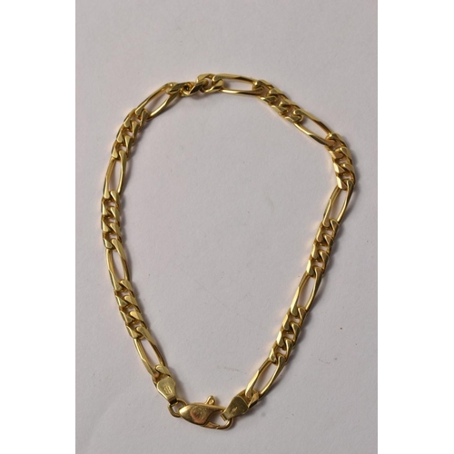 19 - 2 gold chains, 2 9ct, 1 18ct bracelet 12g weight), 1 9ct heart pendent shaped with a 9ct chain, also... 