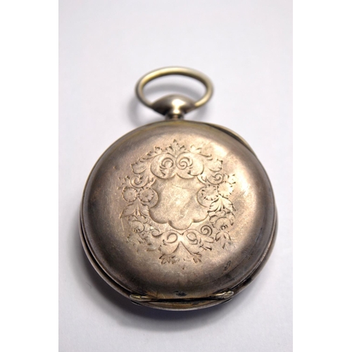 29 - White metal pocket watch in a vintage black forest watch bedside stand L 10cm  - super quality!