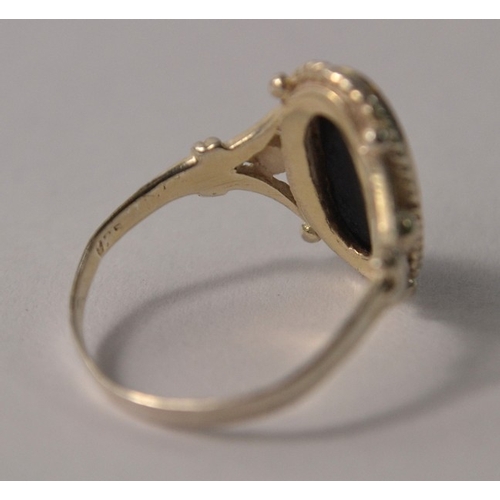 22B - 925 silver ring set with black enamel. Size P. With box