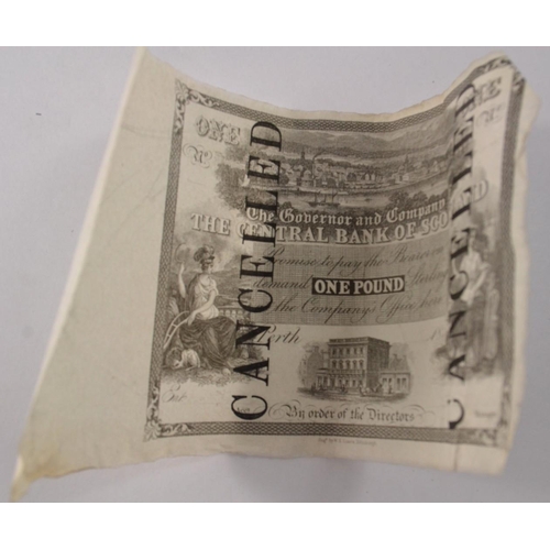 108 - VERY RARE Vintage THE CENTRAL BANK OF SCOTLAND £1 specimen notes in fair condition 6 notes,  from a ... 