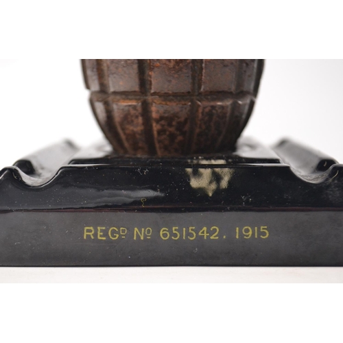 118 - A Memento mounted ink well grenade of The Great War as used by the Allies Reg No 651542 1915 12cm H ... 