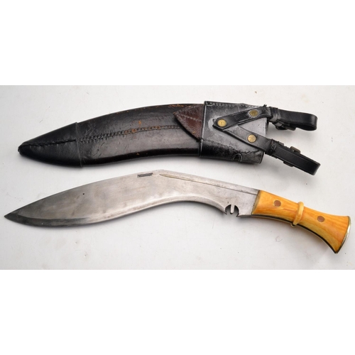 126 - Gurkha Kukri knife with bone handle, blade length 31cm approx