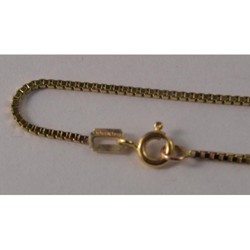 13 - Selection of gold jewellery to include 2 necklaces with pendants and a bracelet.  Bracelet stamped 7... 