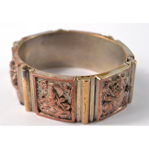 14 - UNUSUAL Vintage INDIAN alloy metal bracelet depicting 6 INDIAN DEITIES -really stunning!