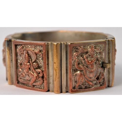 14 - UNUSUAL Vintage INDIAN alloy metal bracelet depicting 6 INDIAN DEITIES -really stunning!