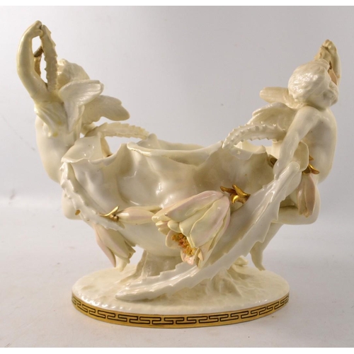 154 - A pair of AMAZING Austrian twin romantic cherub porcelaine jardiniere bowls. VERY DECORATIVE!