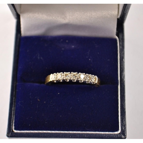 32 - 18ct yellow gold 7 diamond set ring size S