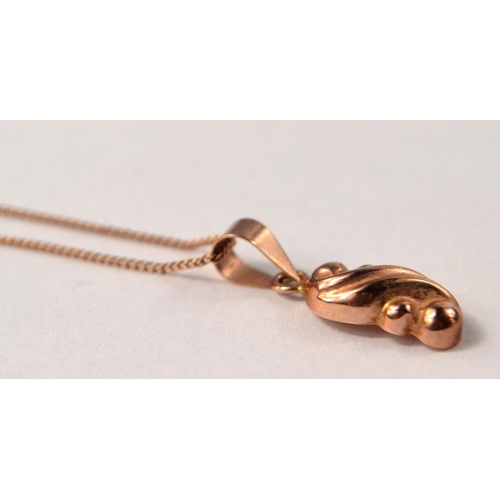 4 - 9ct rose gold pendant on 9ct rose gold fine link chain.