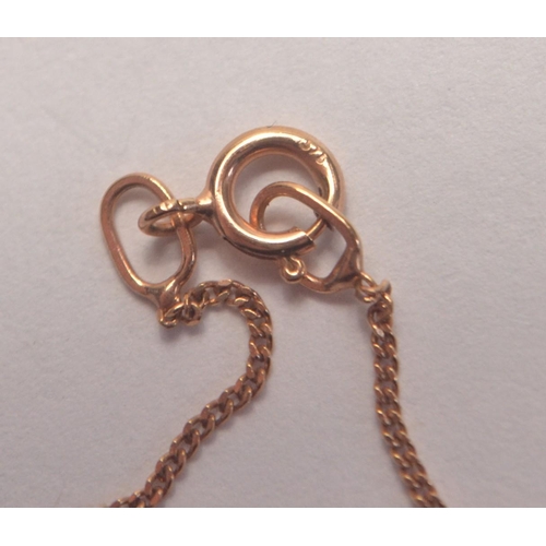 4 - 9ct rose gold pendant on 9ct rose gold fine link chain.