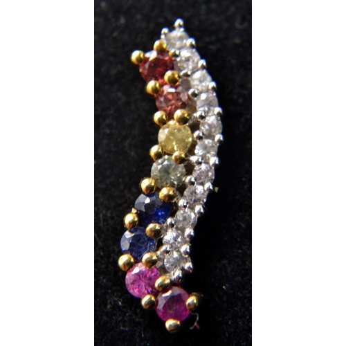 47 - 9k yellow gold stud earrings with multicoloured round MADAGASCAN ruby stones(Fancy Sapphires). Set i... 