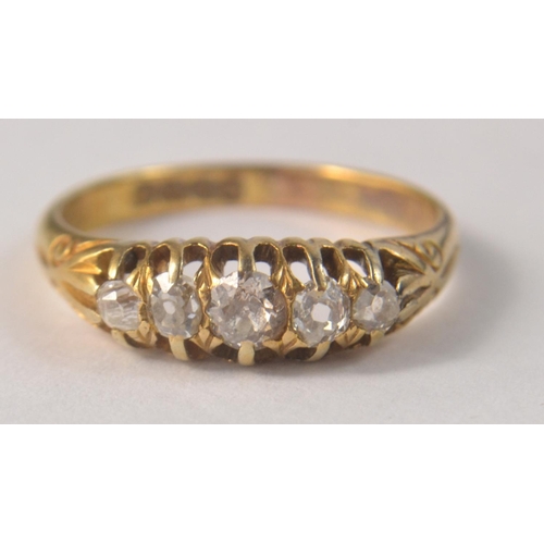 65 - Edwardian 5 stone diamond ring. Size O/P (approx 0.65 carat diamonds)