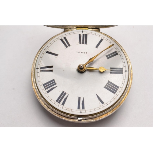 72 - Double/pair cased London silver verge pocket watch. Hallmarks date 1874. Face stamped 16844. Dial wi... 